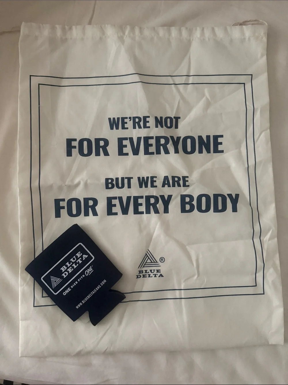 White and Navy Travel Garment Bag with Drink Cozy